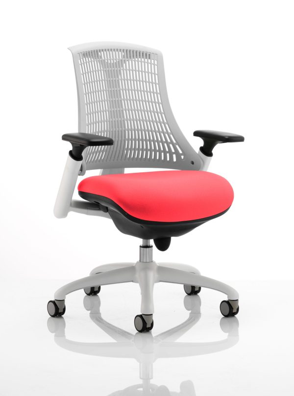 Flex Medium Back White Frame Task Operator Office Chair with Arms - Image 15