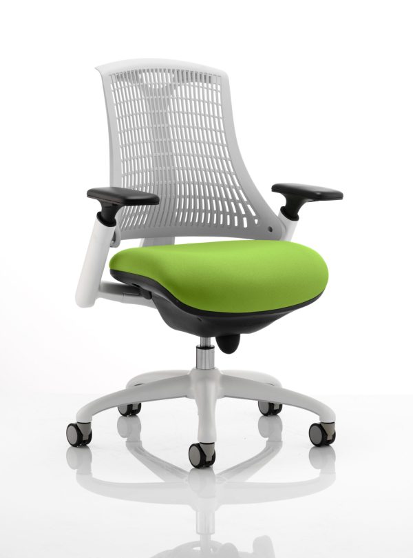Flex Medium Back White Frame Task Operator Office Chair with Arms - Image 16