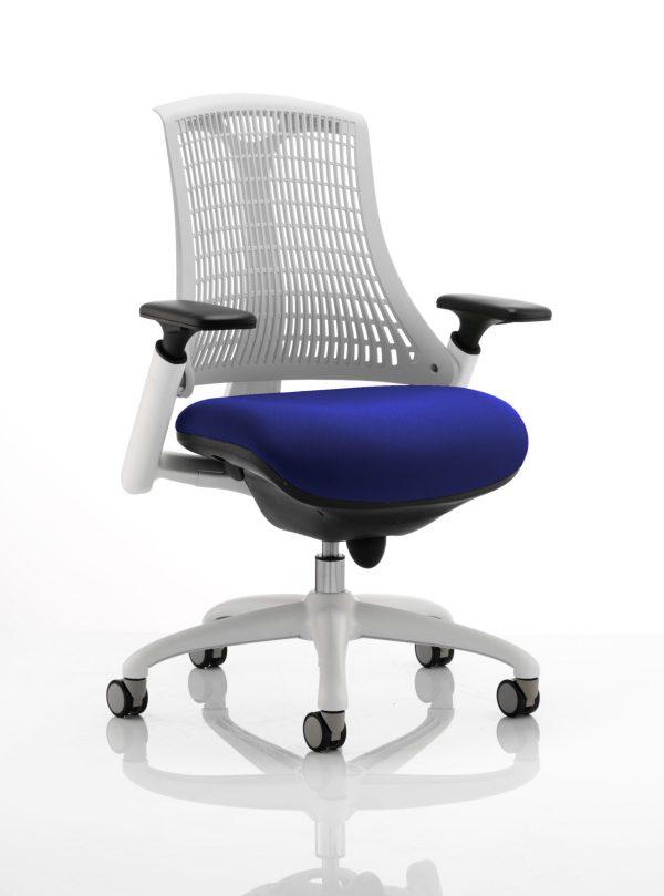 Flex Medium Back White Frame Task Operator Office Chair with Arms - Image 17