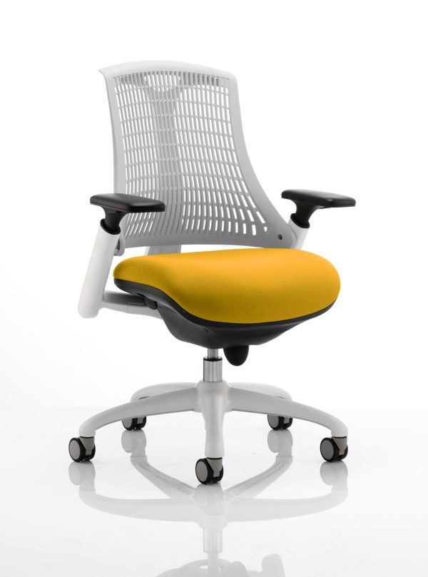 Flex Medium Back White Frame Task Operator Office Chair with Arms - Image 19