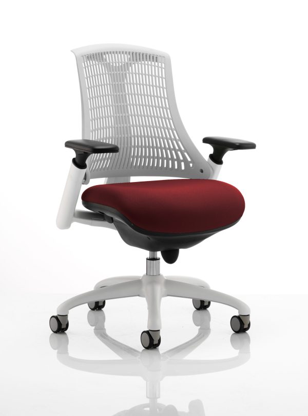 Flex Medium Back White Frame Task Operator Office Chair with Arms - Image 20
