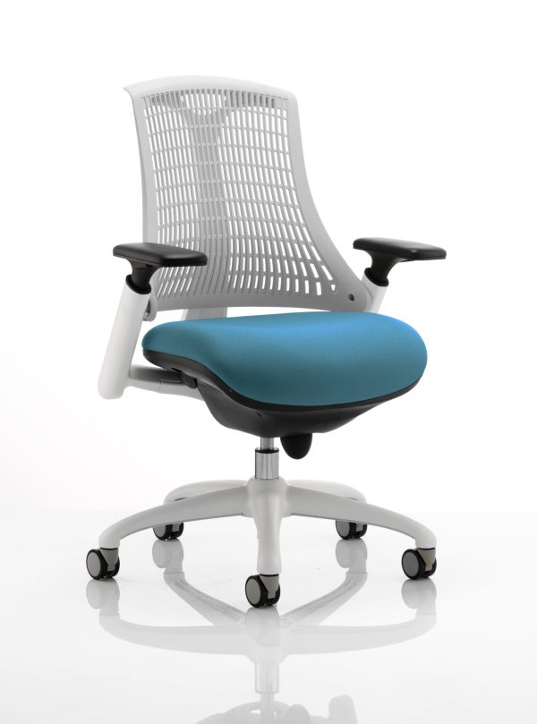 Flex Medium Back White Frame Task Operator Office Chair with Arms - Image 21