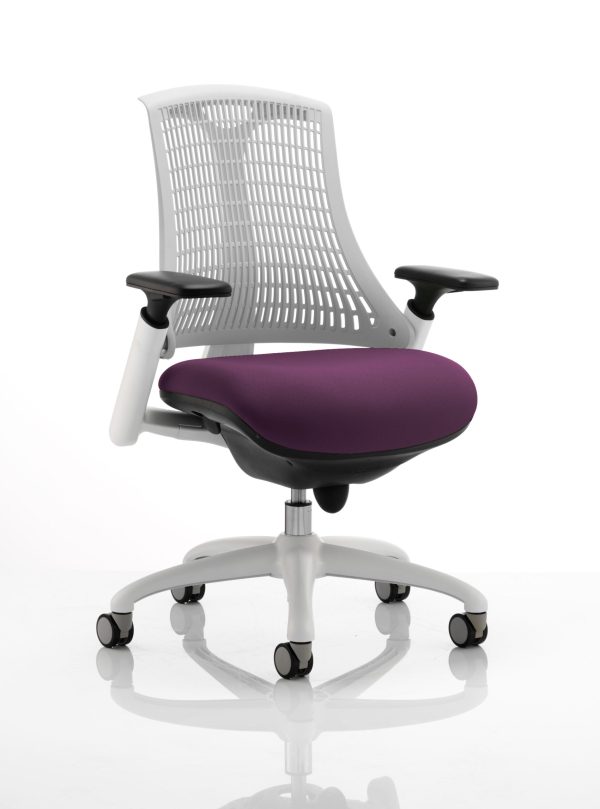 Flex Medium Back White Frame Task Operator Office Chair with Arms - Image 22
