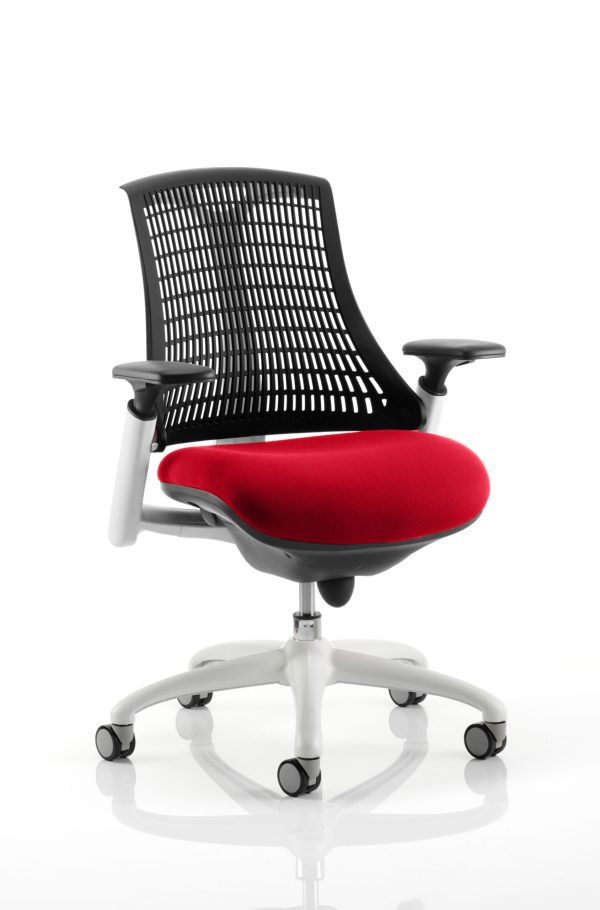 Flex Medium Back White Frame Task Operator Office Chair with Arms - Image 23