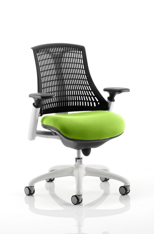 Flex Medium Back White Frame Task Operator Office Chair with Arms - Image 24