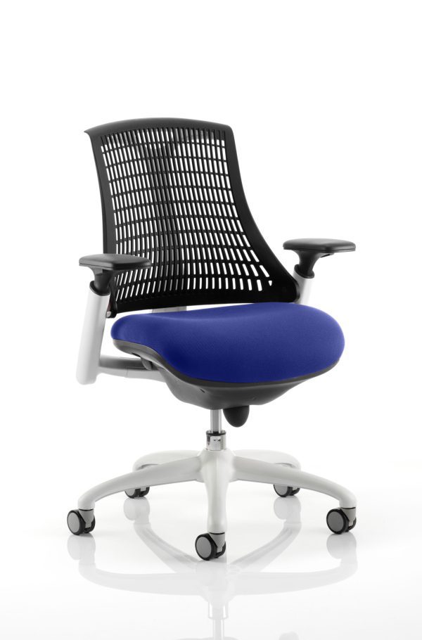 Flex Medium Back White Frame Task Operator Office Chair with Arms - Image 25