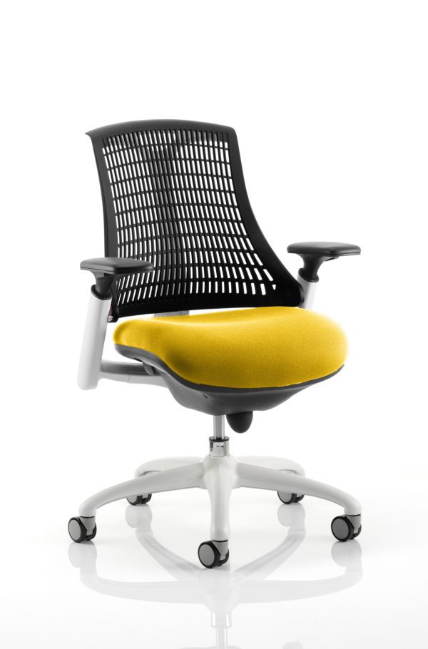 Flex Medium Back White Frame Task Operator Office Chair with Arms - Image 27