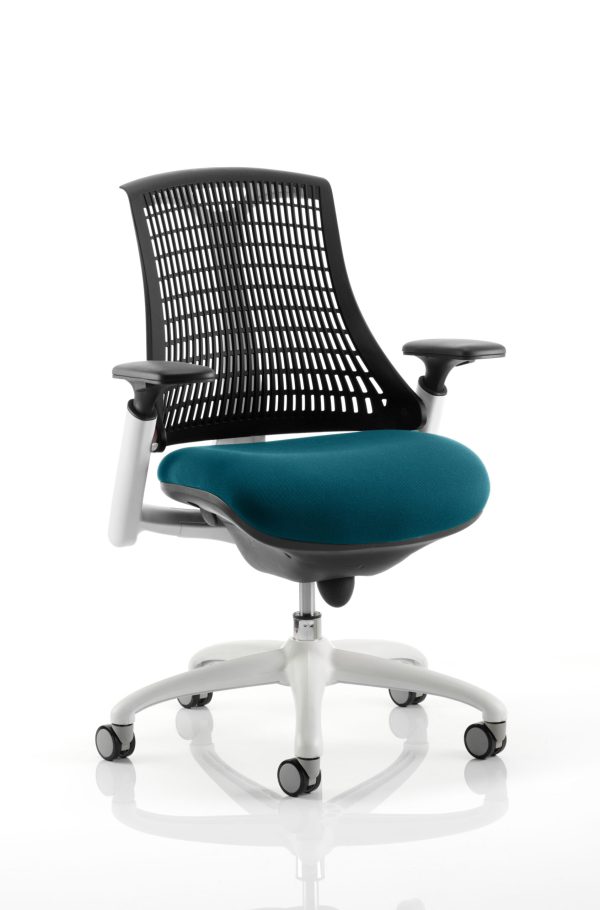 Flex Medium Back White Frame Task Operator Office Chair with Arms - Image 29