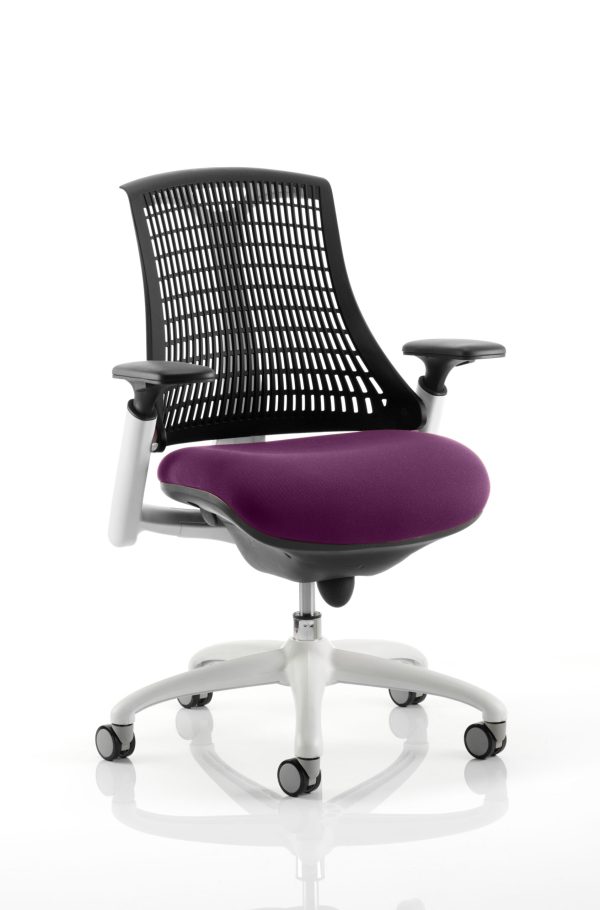 Flex Medium Back White Frame Task Operator Office Chair with Arms - Image 30