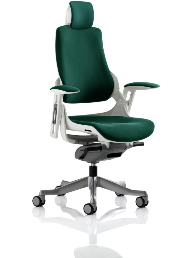 Zure High Back White Shell Executive Office Chair with Arms - Image 29