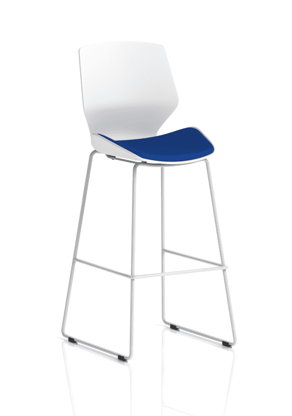 Florence White Frame Fabric Seat High Stool Chair - Image 2