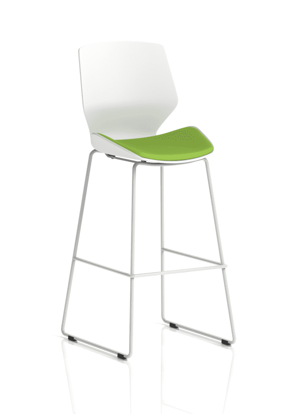 Florence White Frame Fabric Seat High Stool Chair - Image 3