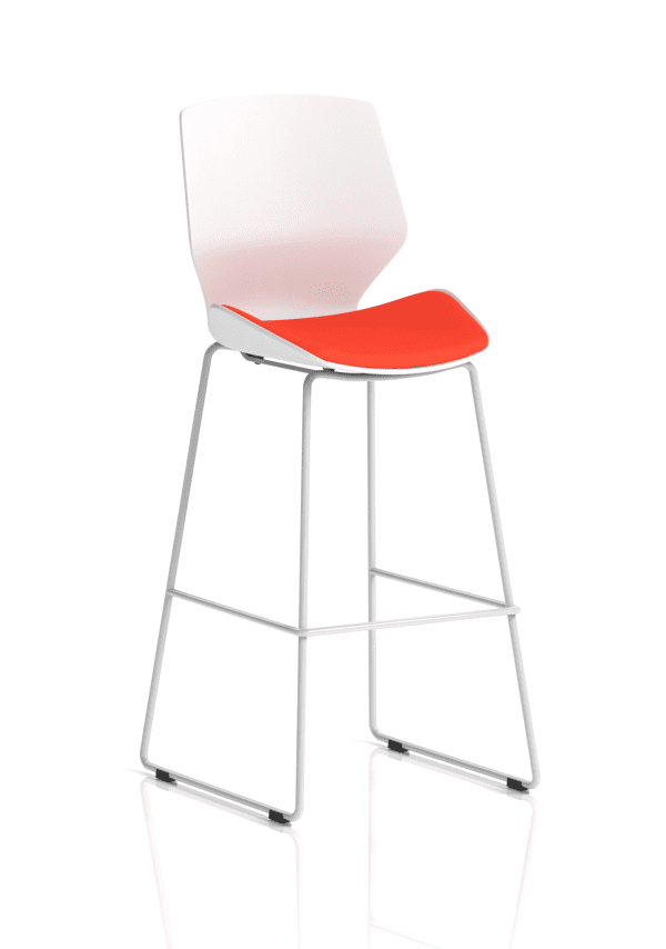 Florence White Frame Fabric Seat High Stool Chair - Image 5