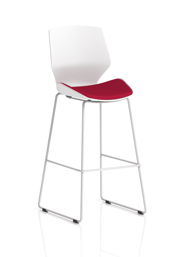 Florence White Frame Fabric Seat High Stool Chair - Image 6