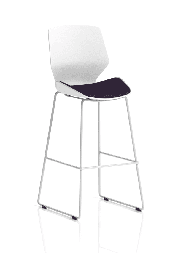 Florence White Frame Fabric Seat High Stool Chair - Image 7