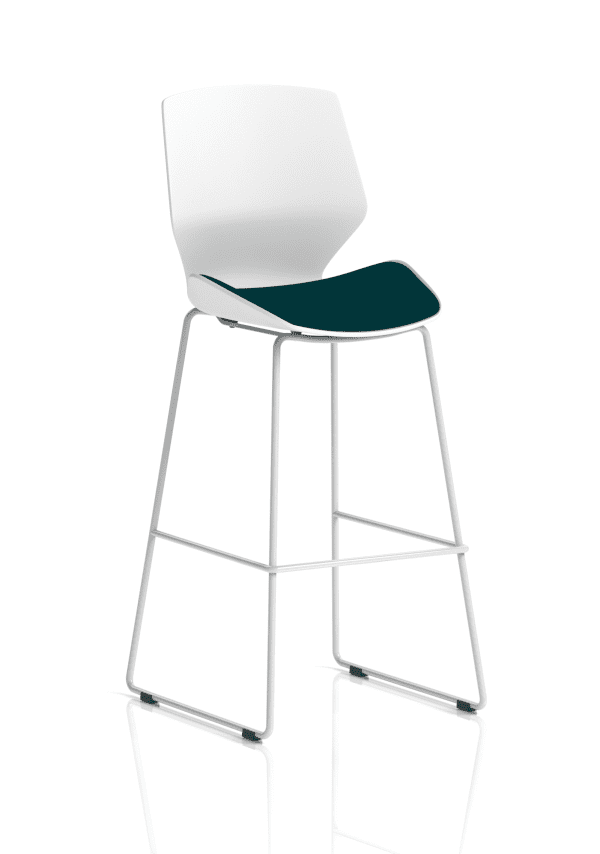 Florence White Frame Fabric Seat High Stool Chair - Image 8