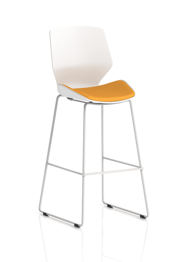 Florence White Frame Fabric Seat High Stool Chair - Image 9