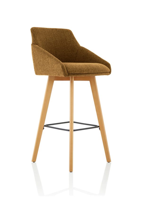Carlile Grey Fabric Wooden Leg High Stool Chair - Image 2