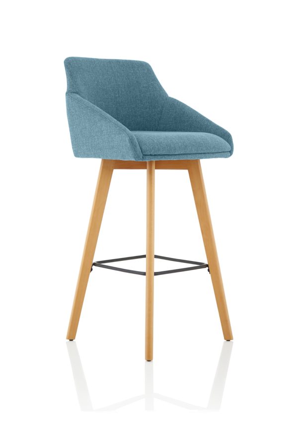 Carlile Grey Fabric Wooden Leg High Stool Chair - Image 3