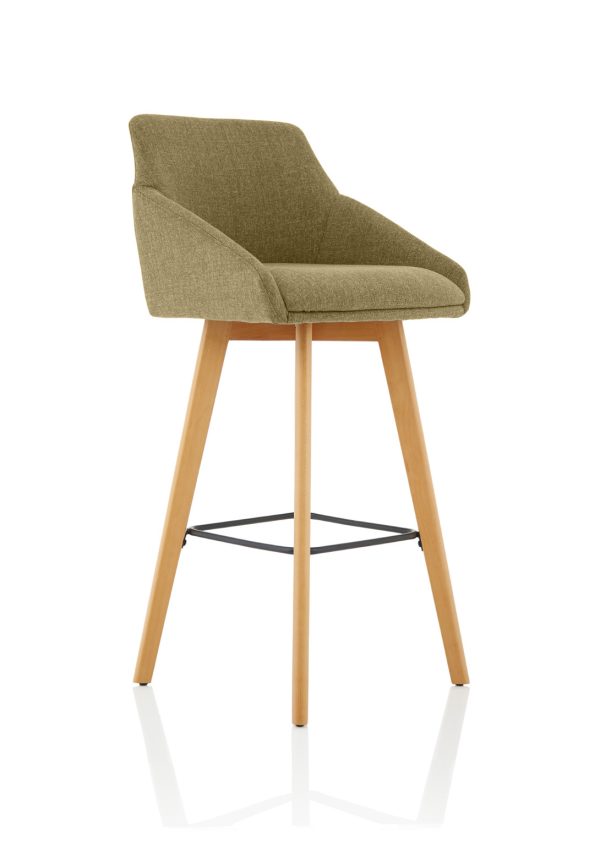 Carlile Grey Fabric Wooden Leg High Stool Chair - Image 5