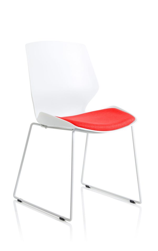 Florence Sled White Frame Fabric Seat Visitor Chair - Image 2