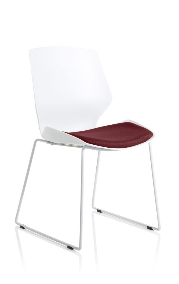 Florence Sled White Frame Fabric Seat Visitor Chair - Image 3