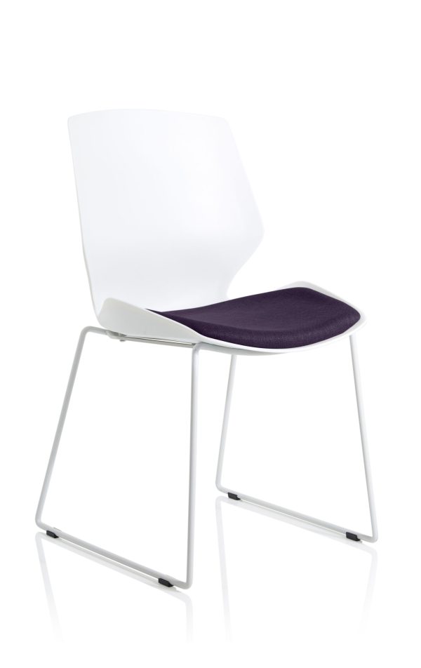 Florence Sled White Frame Fabric Seat Visitor Chair - Image 9