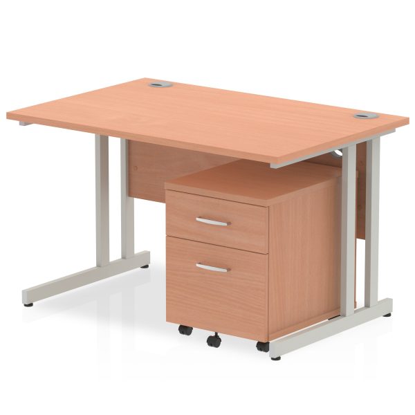 Pulse 1200mm Cantilever Straight Desk With Mobile Pedestal