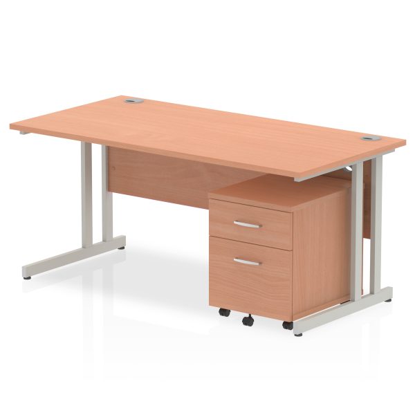 Pulse 1600mm Cantilever Straight Desk With Mobile Pedestal