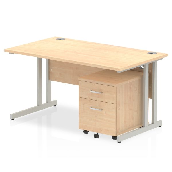 Pulse 1400mm Cantilever Straight Desk With Mobile Pedestal - Image 9