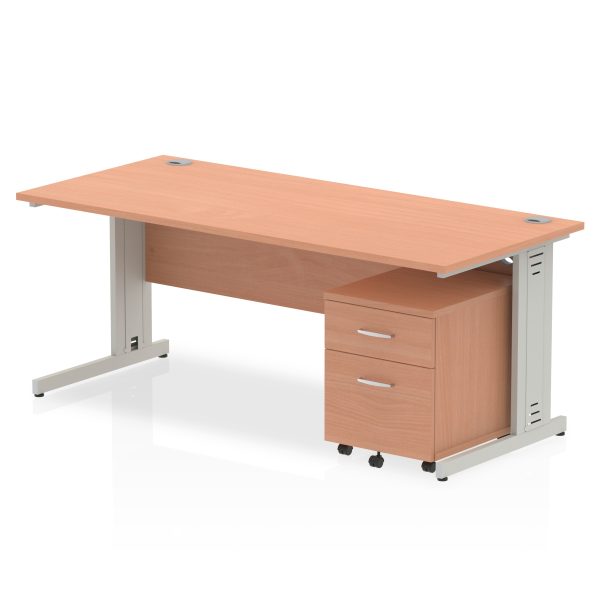 Pulse 1800mm Cable Managed Straight Desk With Mobile Pedestal