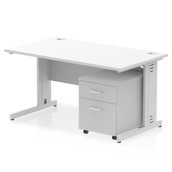 Pulse 1400mm Cable Managed Straight Desk With Mobile Pedestal - Image 21