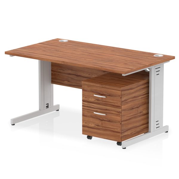 Pulse 1400mm Cable Managed Straight Desk With Mobile Pedestal - Image 17
