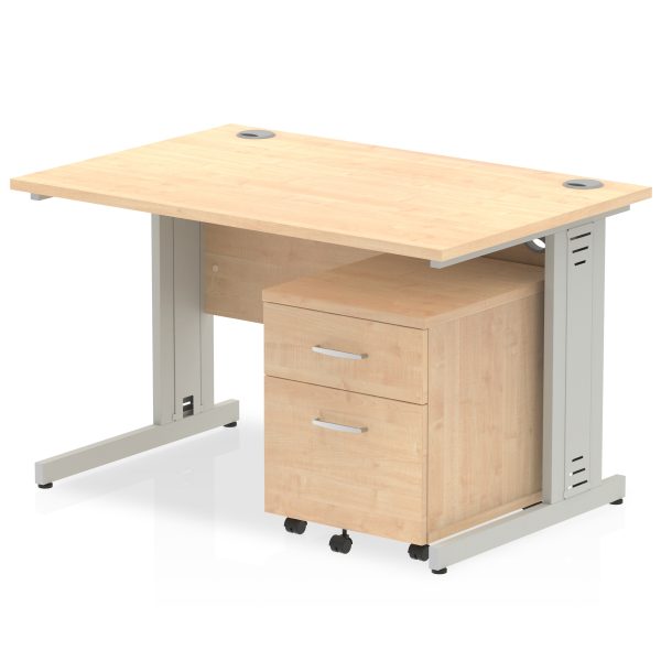 Pulse 1200mm Cable Managed Straight Desk With Mobile Pedestal - Image 9