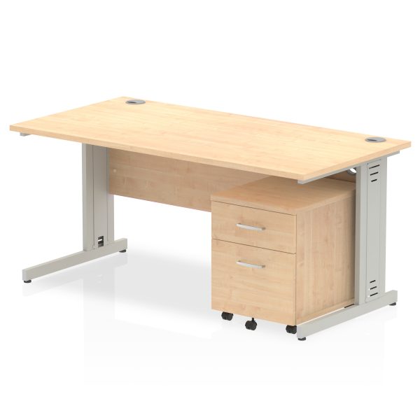 Pulse 1600mm Cable Managed Straight Desk With Mobile Pedestal - Image 9