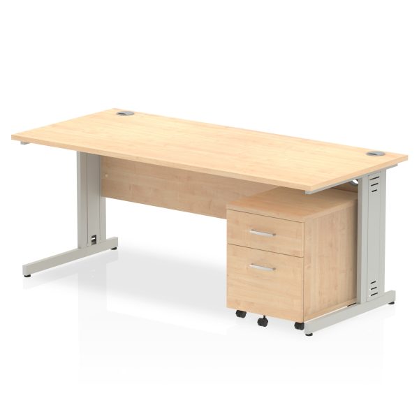 Pulse 1800mm Cable Managed Straight Desk With Mobile Pedestal - Image 9