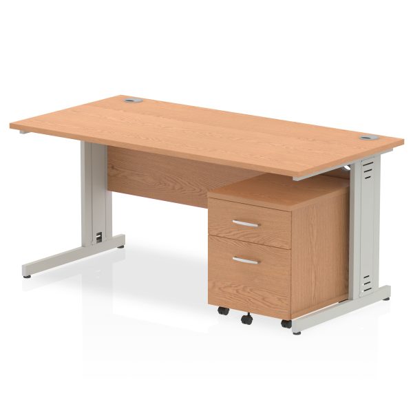 Pulse 1600mm Cable Managed Straight Desk With Mobile Pedestal - Image 13