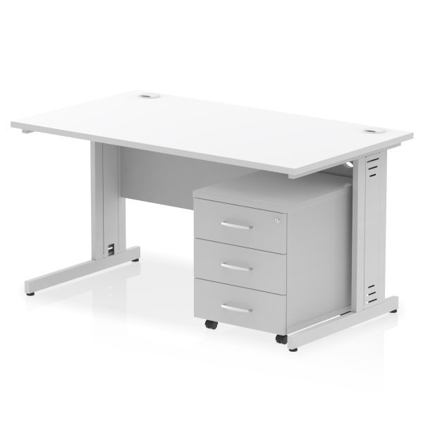Pulse 1400mm Cable Managed Straight Desk With Mobile Pedestal - Image 22