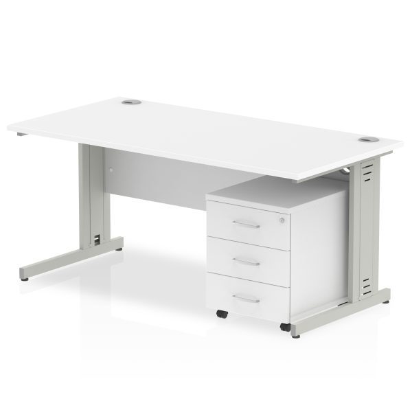 Pulse 1600mm Cable Managed Straight Desk With Mobile Pedestal - Image 22