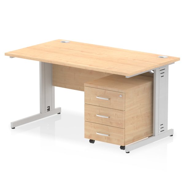 Pulse 1400mm Cable Managed Straight Desk With Mobile Pedestal - Image 10