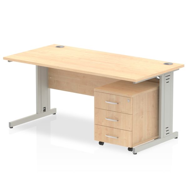Pulse 1600mm Cable Managed Straight Desk With Mobile Pedestal - Image 10