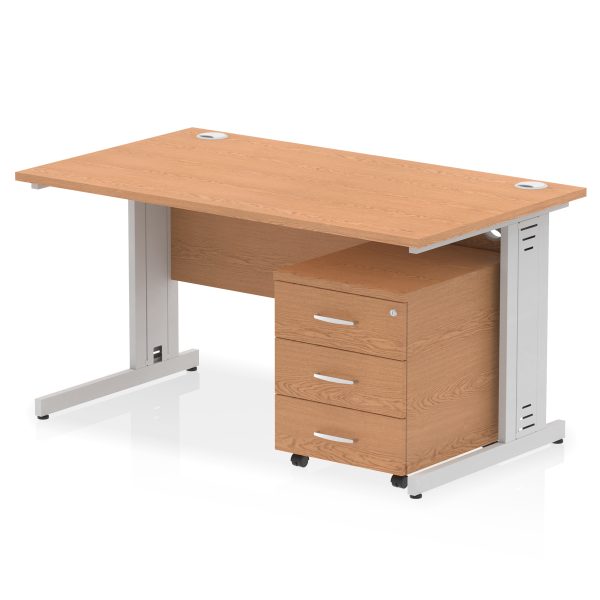 Pulse 1400mm Cable Managed Straight Desk With Mobile Pedestal - Image 14