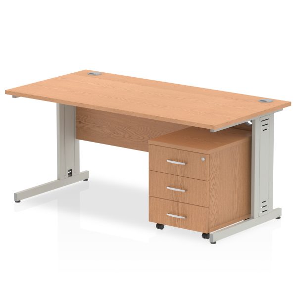 Pulse 1600mm Cable Managed Straight Desk With Mobile Pedestal - Image 14