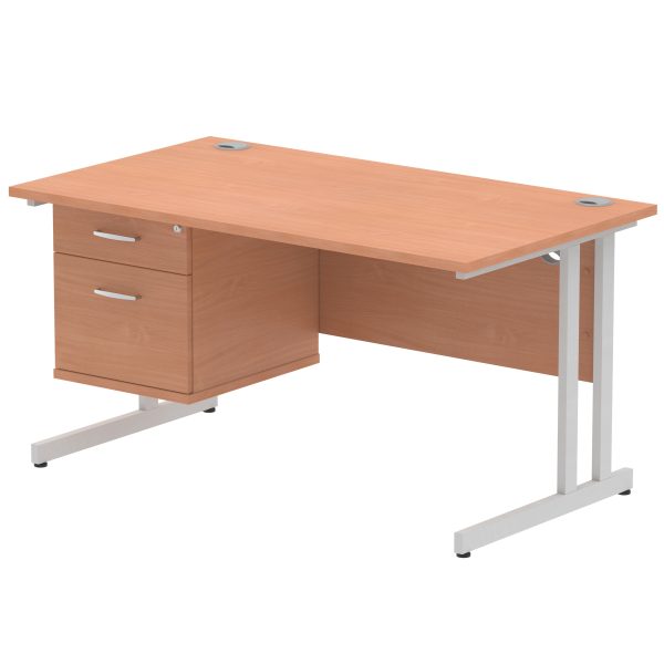 Pulse 1400mm Cantilever Straight Desk With Single Fixed Pedestal - Image 13