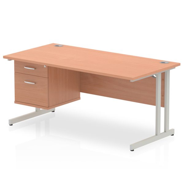 Pulse 1600mm Cantilever Straight Desk With Single Fixed Pedestal - Image 23
