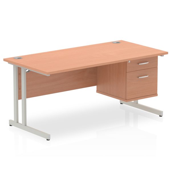 Pulse 1600mm Cantilever Straight Desk With Single Fixed Pedestal - Image 24