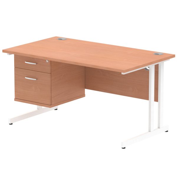 Pulse 1400mm Cantilever Straight Desk With Single Fixed Pedestal