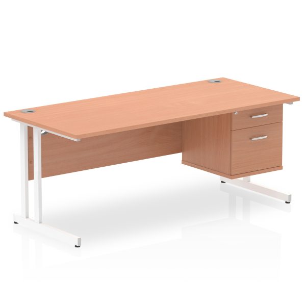 Pulse 1800mm Cantilever Straight Desk With Single Fixed Pedestal - Image 2