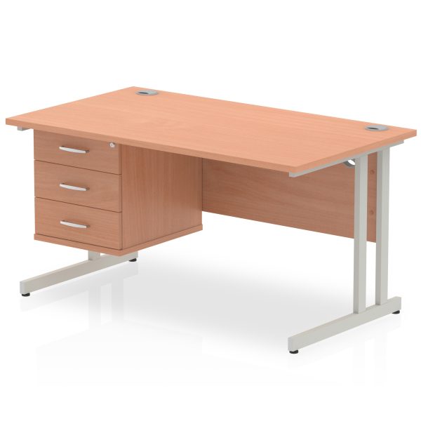 Pulse 1400mm Cantilever Straight Desk With Single Fixed Pedestal - Image 14