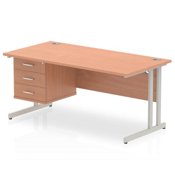Pulse 1600mm Cantilever Straight Desk With Single Fixed Pedestal - Image 25